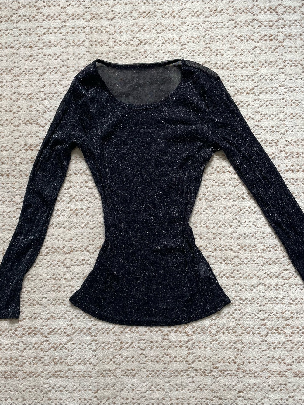 Black see through sparkle long-sleeve top